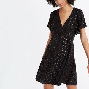 Madewell Cape-Sleeve Mini Dress in Metallic Dots